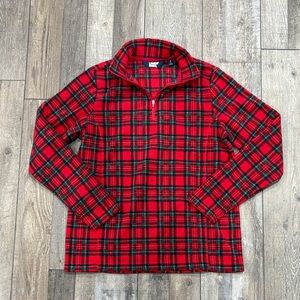 Like New! Lands' End Red and Green Plaid Quarter-Zip Pullover